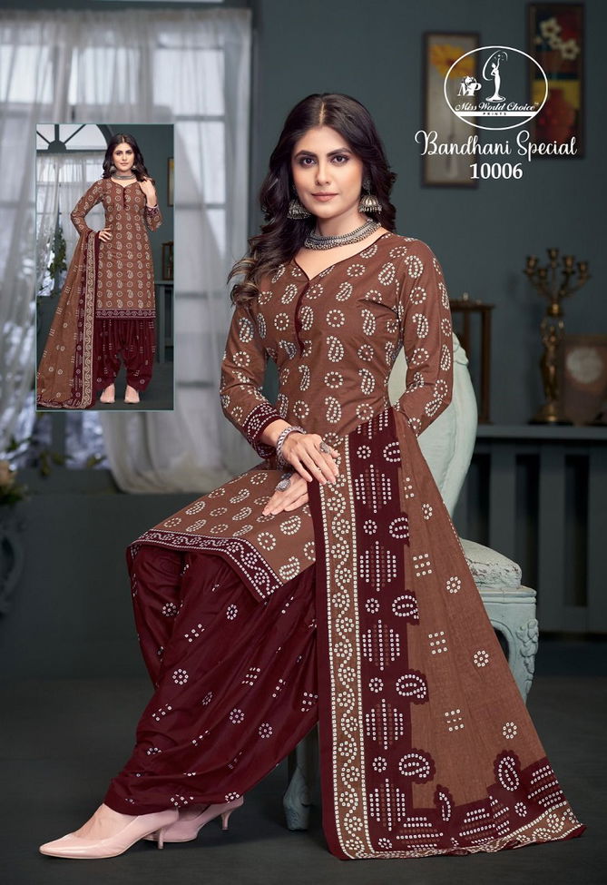 Bandhni Vol 10 By Miss World Printed Cotton Dress Material Suppliers In India
